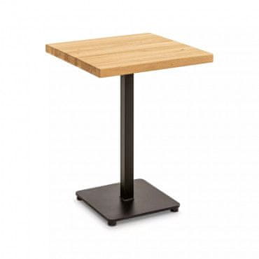 Casa Vital Bistro stôl MANTI, 60x60x76 cm, dub, masívna drevená doska, kovový stĺp